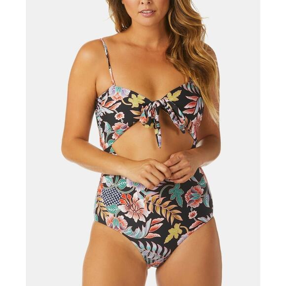 RAISINS black floral cut out one piece swimsuit size S - Picture 1 of 5